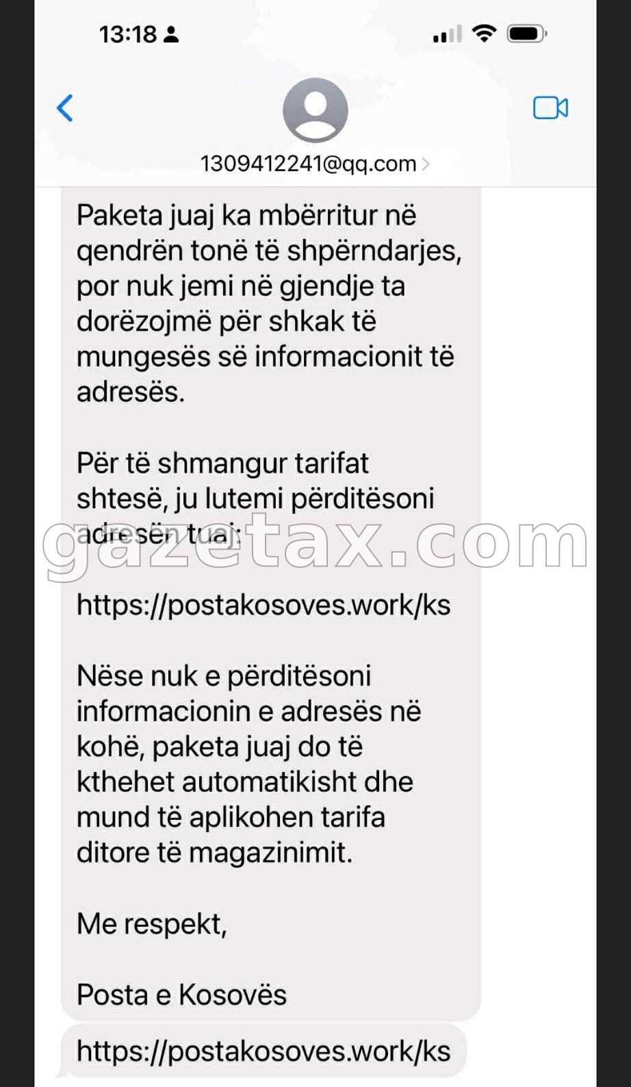 Kujdes nga linqet scamere ! POSTA KOSOVES ALARMON