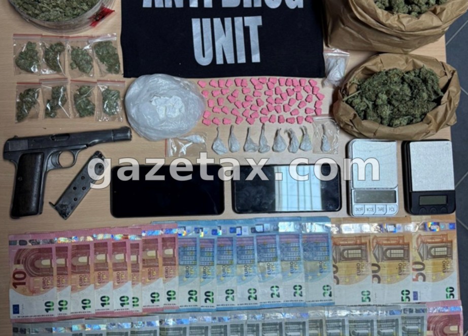 Policia arreston katër persona dhe konfiskon drogë, armë e para në dy operacione të ndara