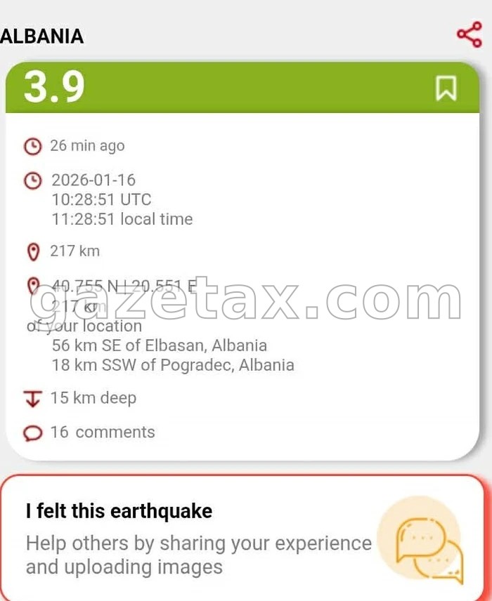 Tërmet në Shqipëri